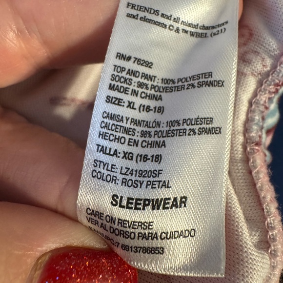 FRIENDS Pink Pajama Pants with Fun Print  XLARGE   #5 - Picture 3 of 3